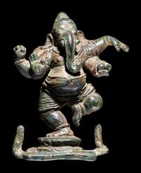 A Small Indian Bronze Figure of Ganesha Dancing