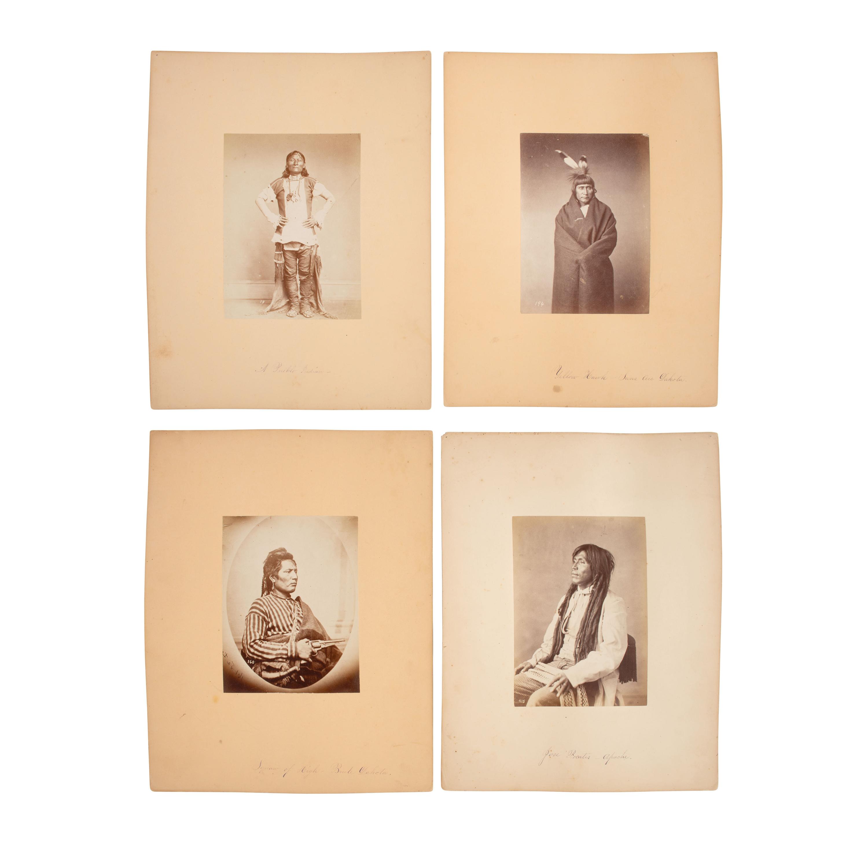 Antonio Zeno Shindler AND William Henry Jackson (Bulgarian, 1823-1899 / American, 1843-1942) — Portraits of Native American Subjects 1868, 1869