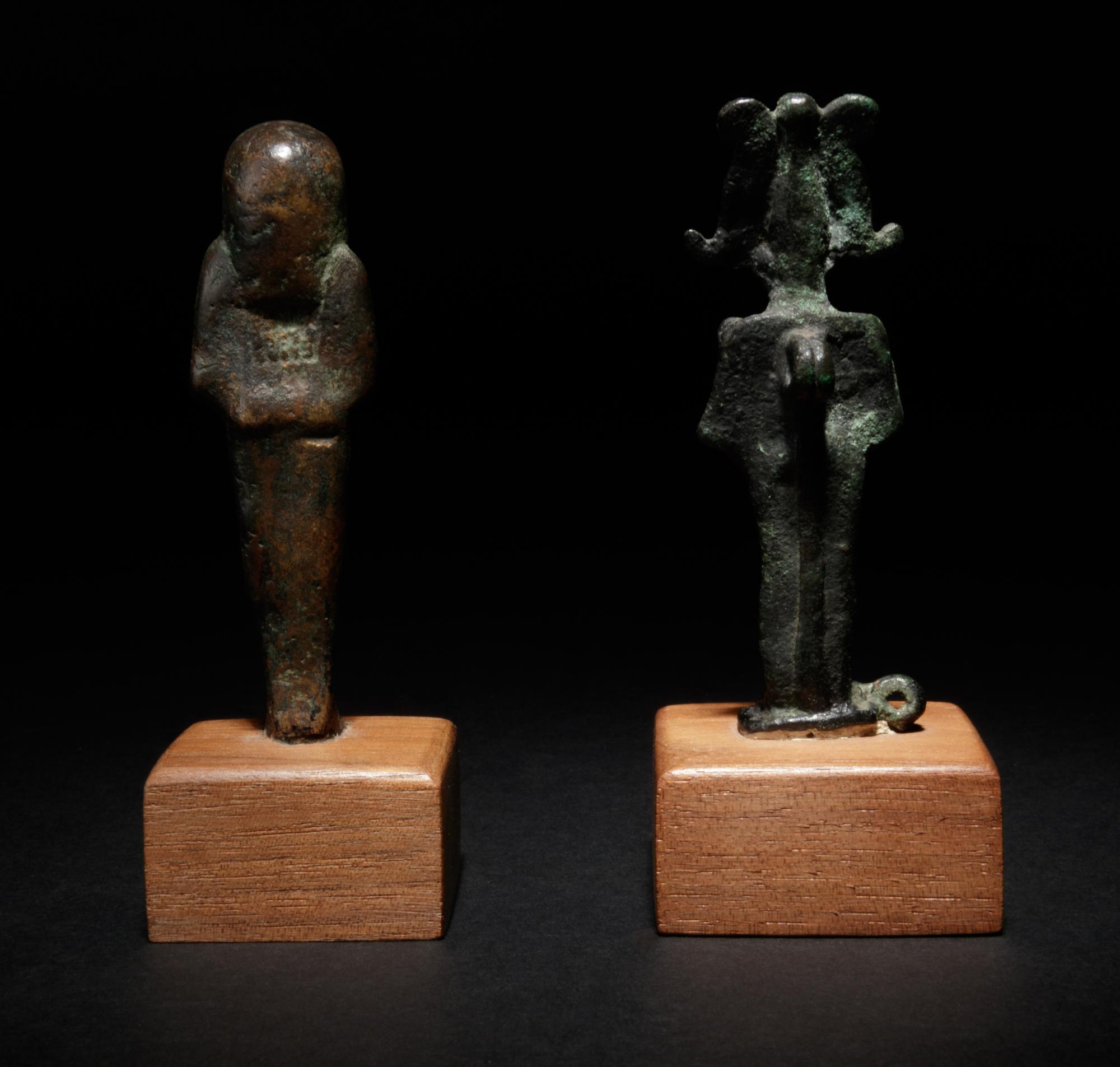 An Egyptian Bronze Ushabti and an Egyptian Bronze Osiris
