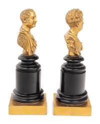 A Pair of Gilt and Patinated Bronze Busts