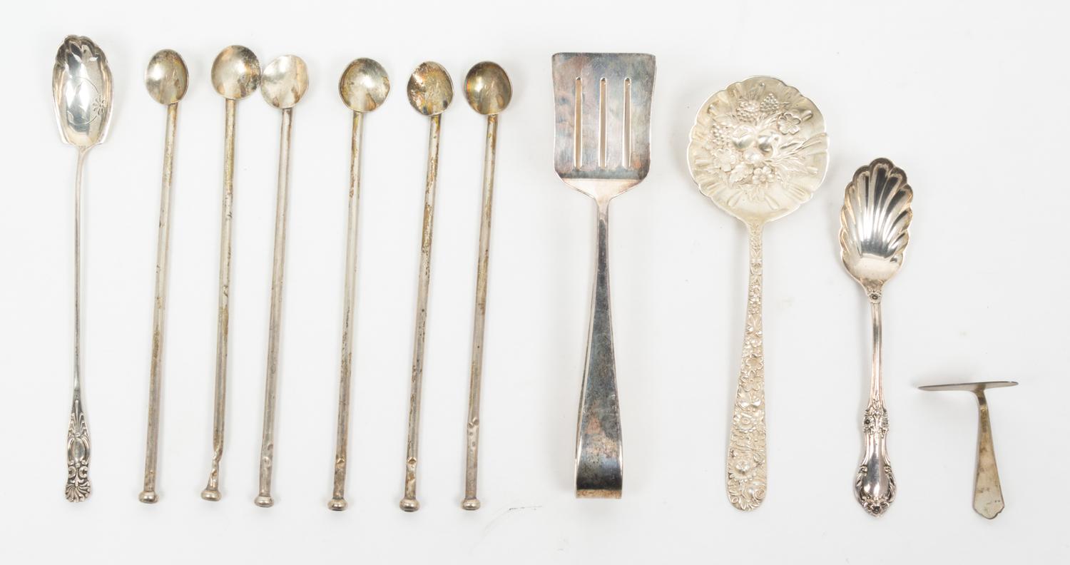 A Group of Silver Flatware Servers Length of longest 12 1/4 inches. — Various Makers, 20th Century