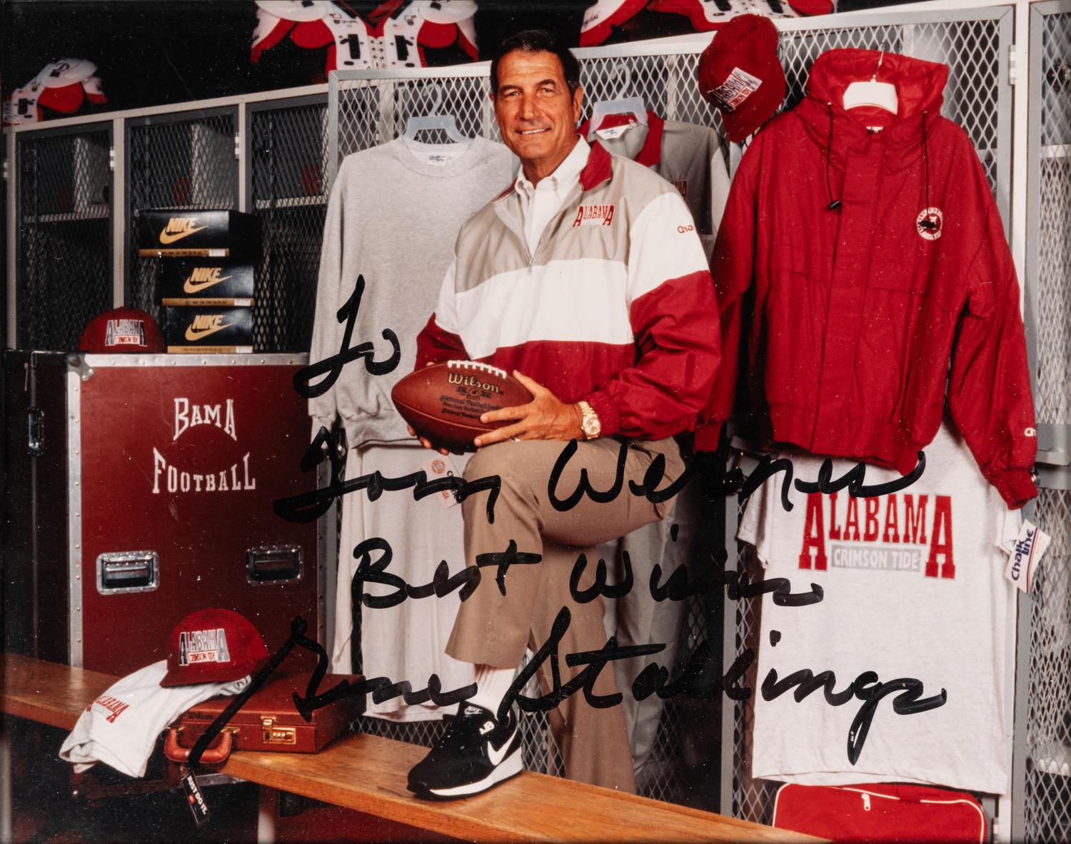 A Group of University of Alabama Football Signed Autographs Including Paul Bear Bryant (Beckett Authentication Services BAS Certified),