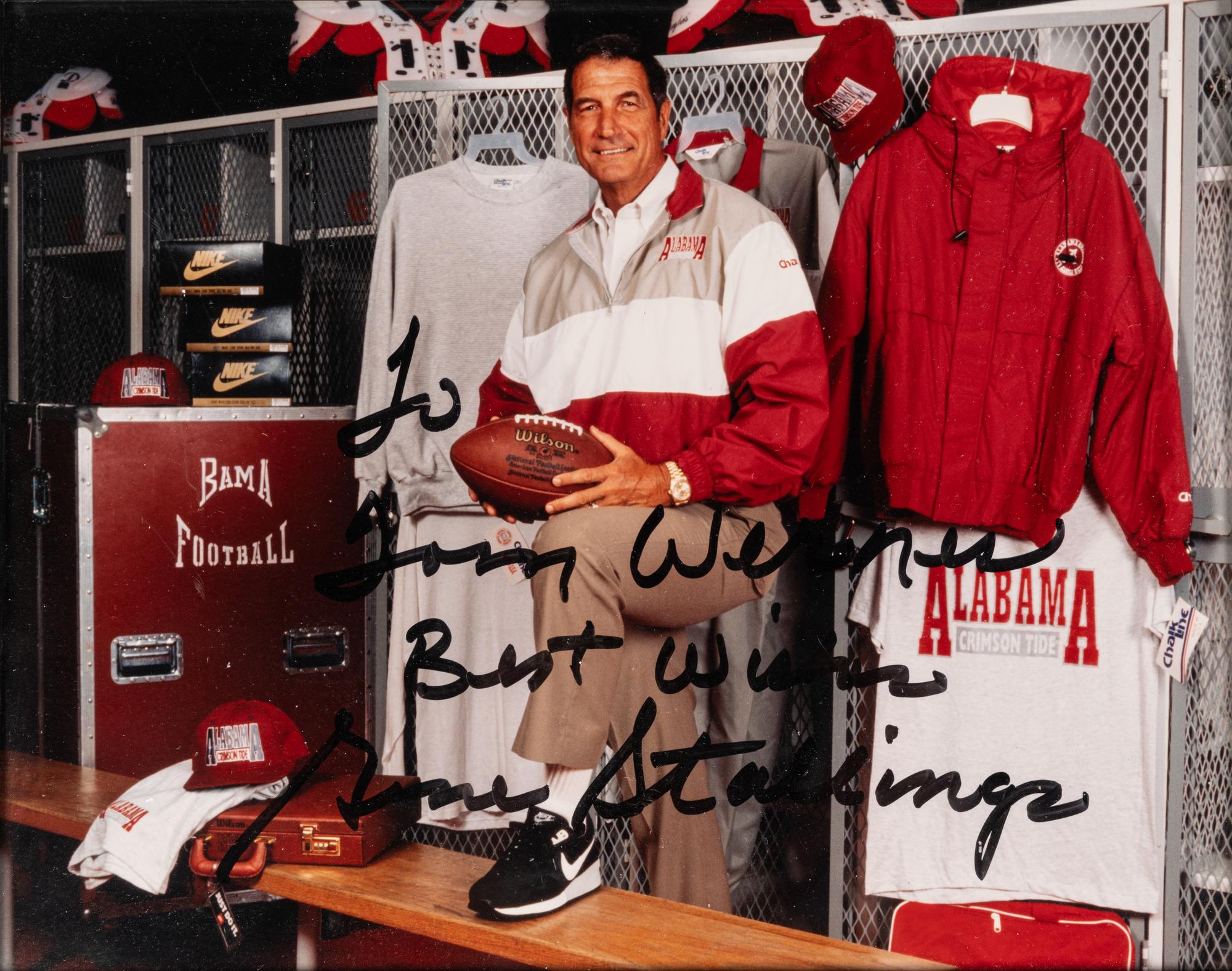 A Group of University of Alabama Football Signed Autographs Including Paul Bear Bryant (Beckett Authentication Services BAS Certified),