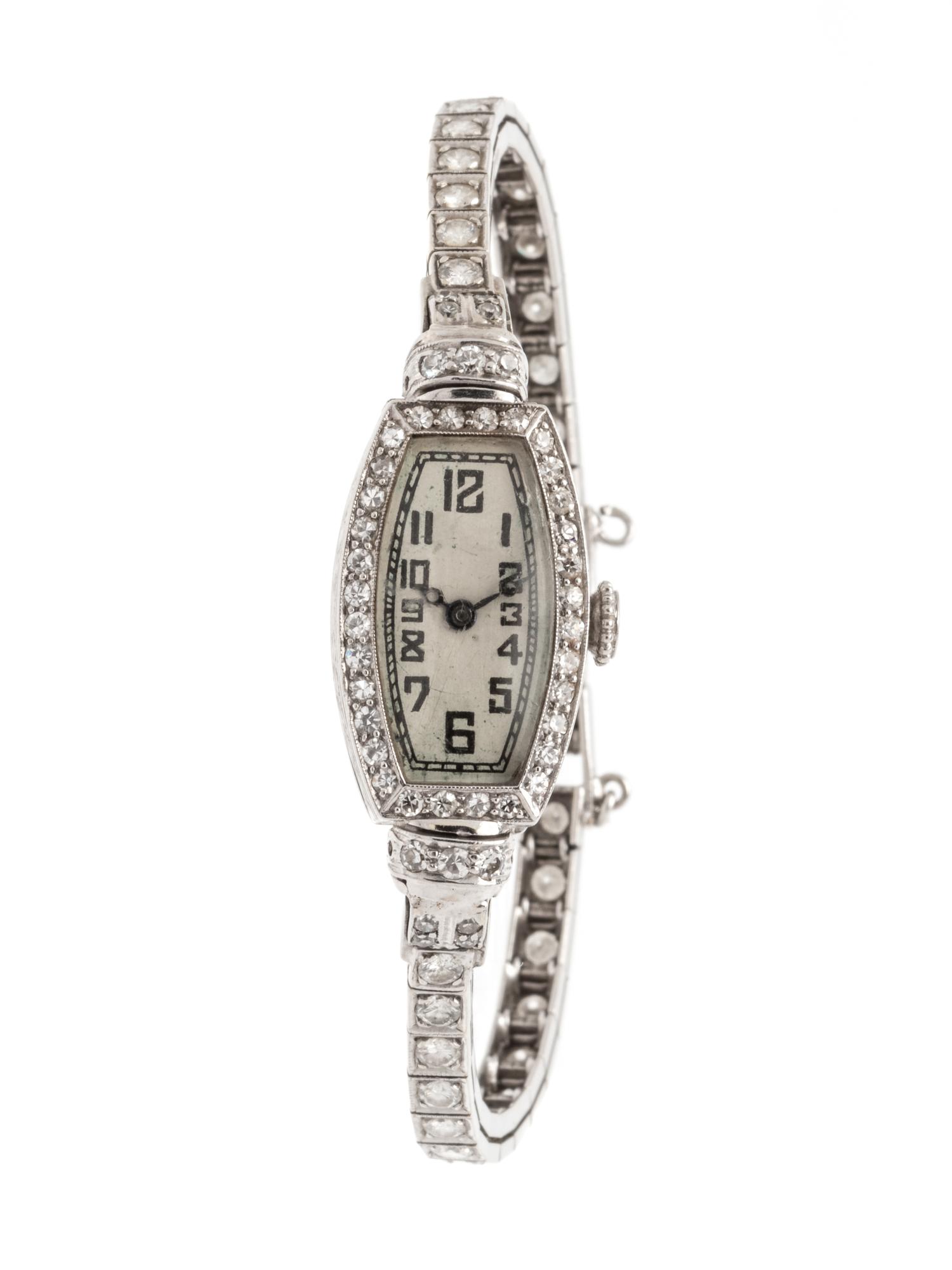 A White Gold, Platinum and Diamond Wristwatch,