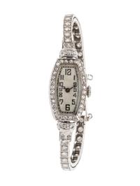 A White Gold, Platinum and Diamond Wristwatch,