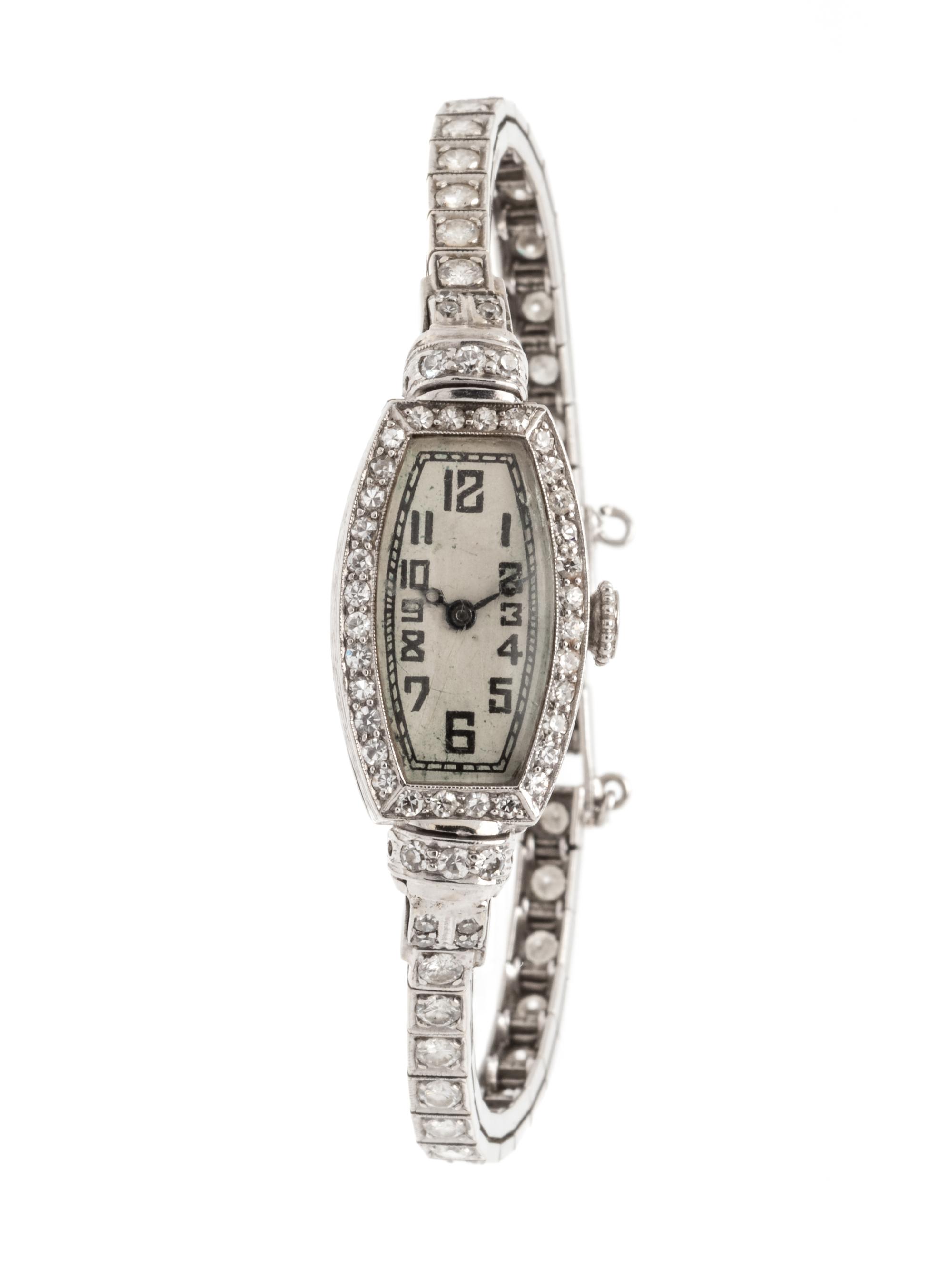 A White Gold, Platinum and Diamond Wristwatch,
