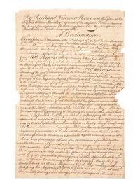 HOWE, Adm. Richard (1726-1799) -- HOWE, Gen. William (1729-1814). "A Proclamation" from Lord Howe offering clemency for the declaration of a loyalty oath. 30 Nov. 1776. [With:] Washington's printed response to the British proclamation. 4 Feb. 1777.