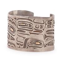 Northwest Coast Silver Cuff Bracelet, with 18K Gold Accents