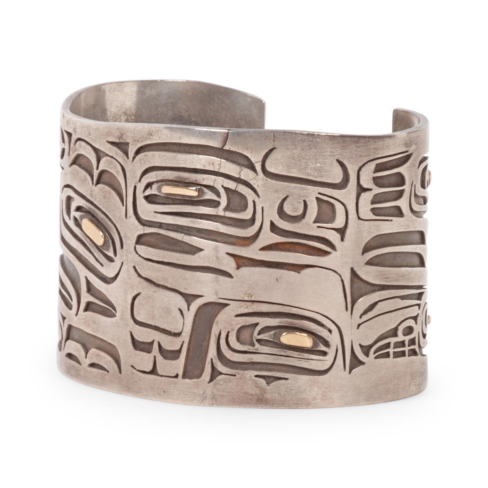 Northwest Coast Silver Cuff Bracelet, with 18K Gold Accents
