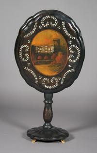 A Victorian Tilt-Top Papier Mache Table, Width of top 28 x depth 23 inches.