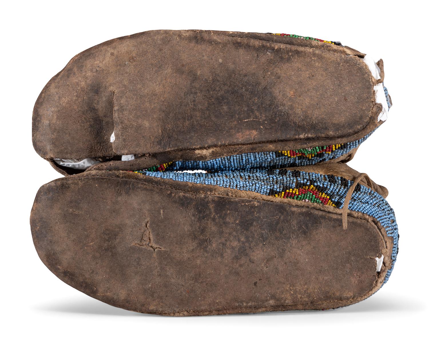 Northern Plains Beaded Buffalo Hide Moccasins
