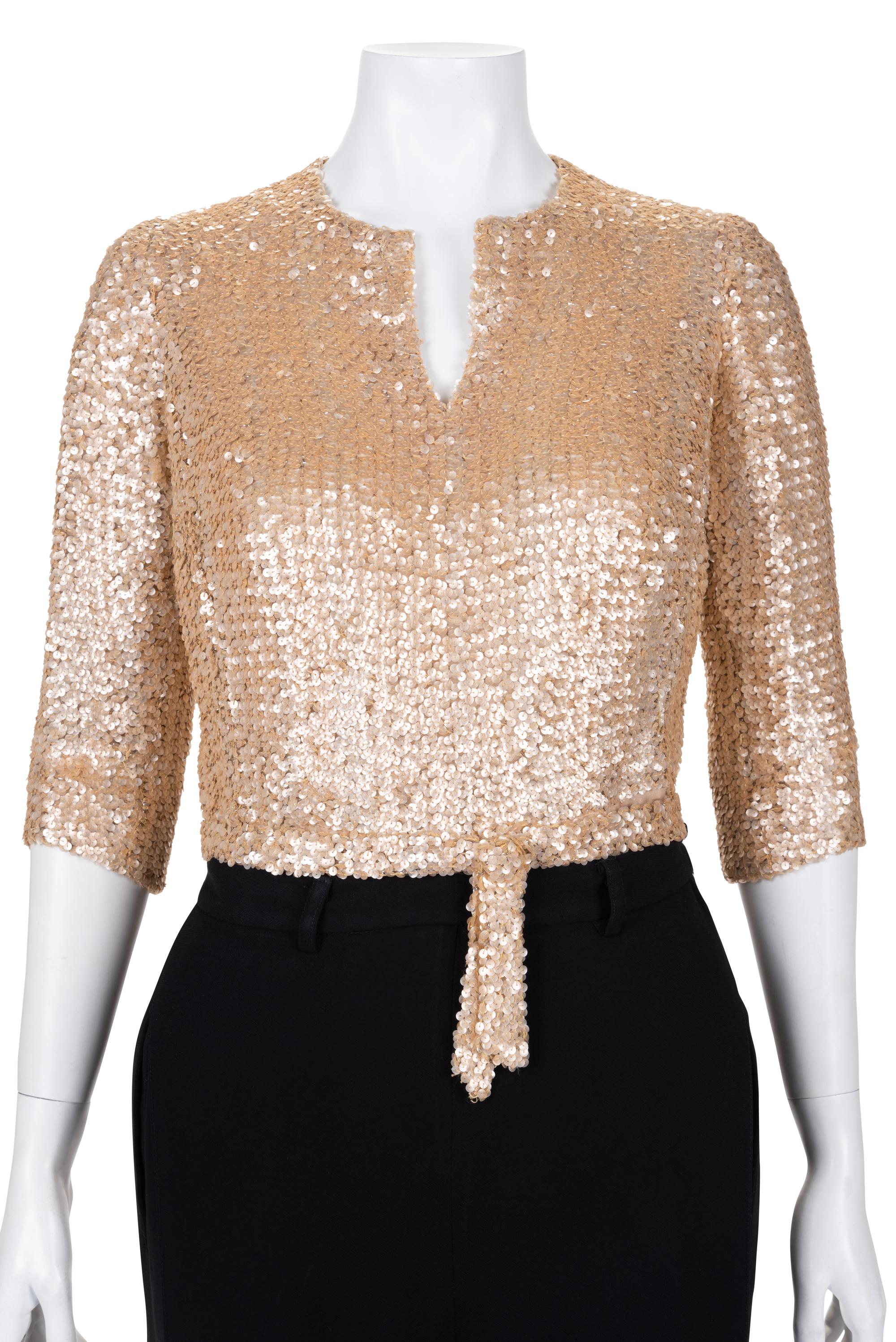Chanel Haute Couture Sequined Top with Belt and One Pair of Pants, 1980-2000s