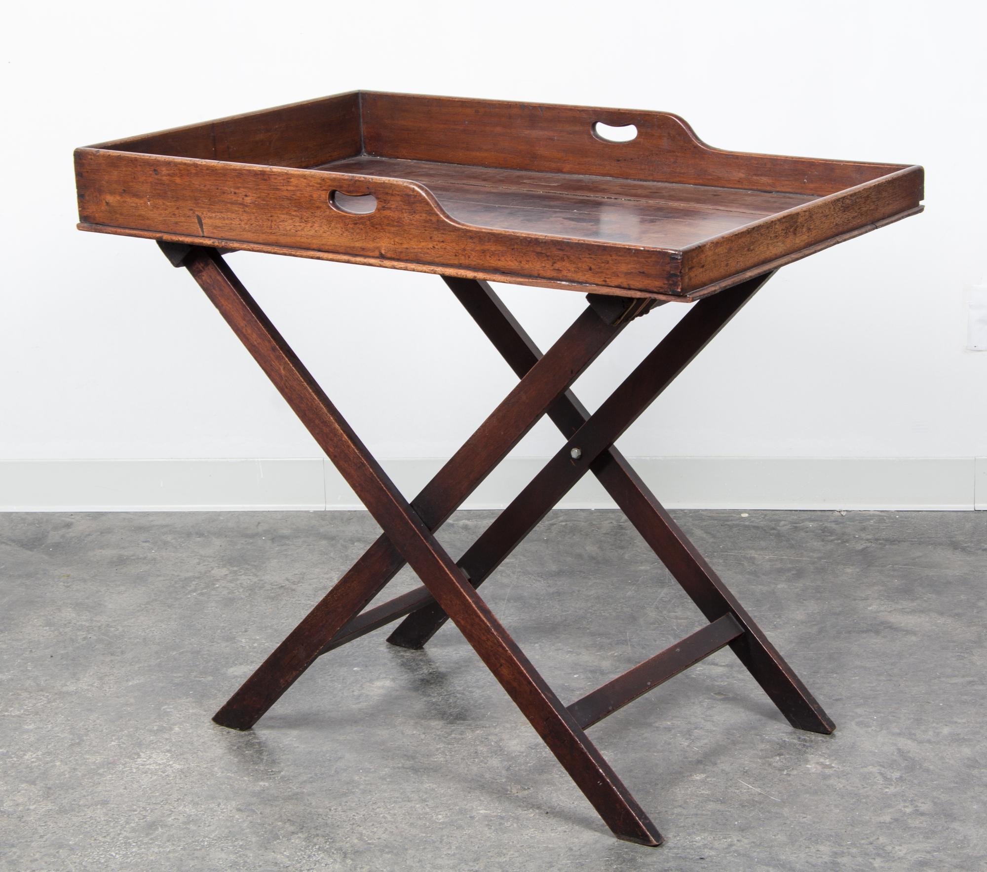 A George III Mahogany Coaching Table Height 35 x width 40 x depth 24 1/2 inches.