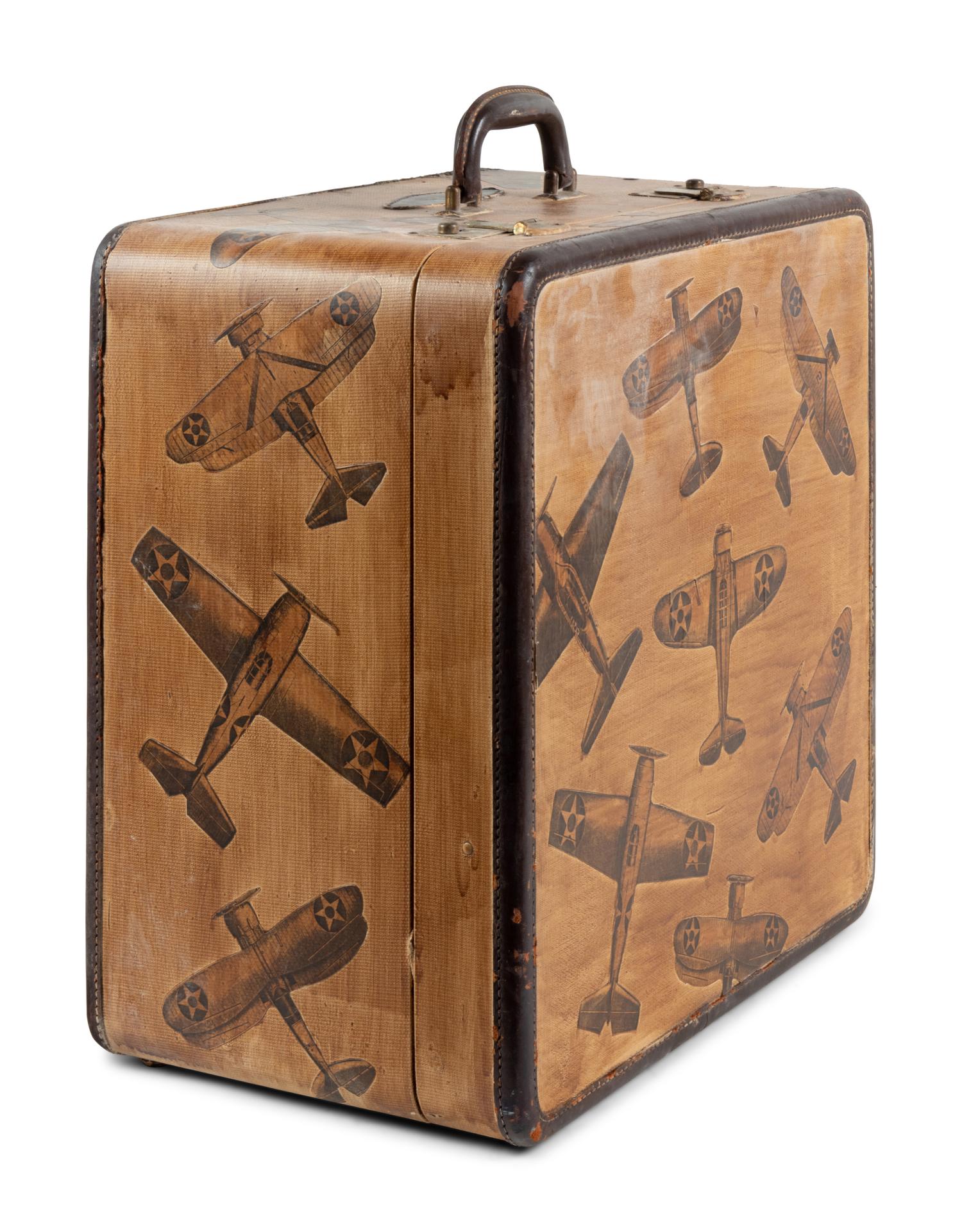 A Vintage Airplane Decorated Travel Case