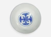 A Chinese blue and white porcelain, "Three Friends" bowl, Guangxu Mark and probably of the period 歲寒三友青花盌 光緒款 或清光緒