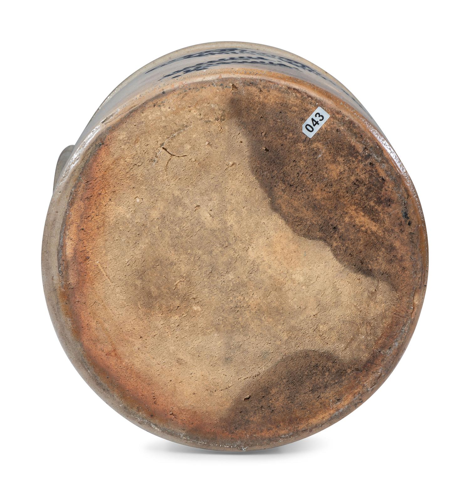 A P. H. Smith Three-Gallon Cobalt Decorated Stoneware 'Fish' Crock