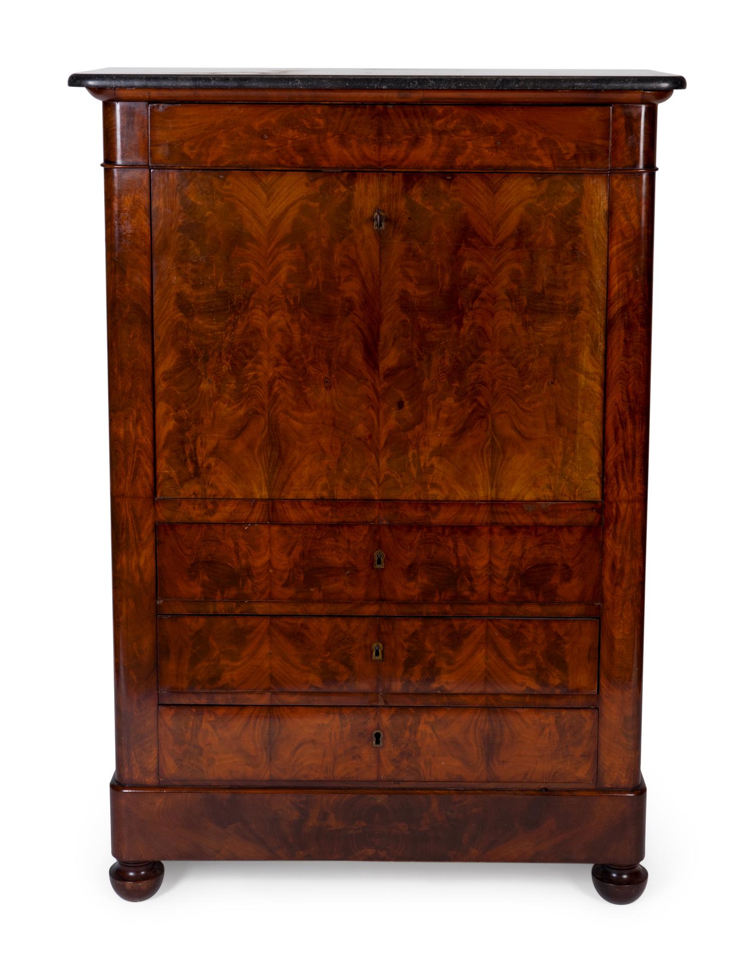 An Empire Style Burlwood Secretaire Abbatant — EARLY 20TH CENTURY