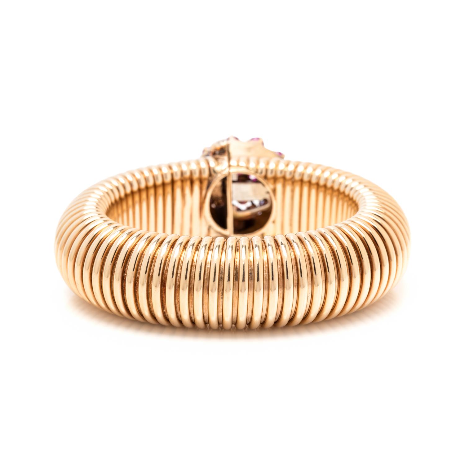 RETRO, YELLOW GOLD, DIAMOND, RUBY AND SAPPHIRE BRACELET