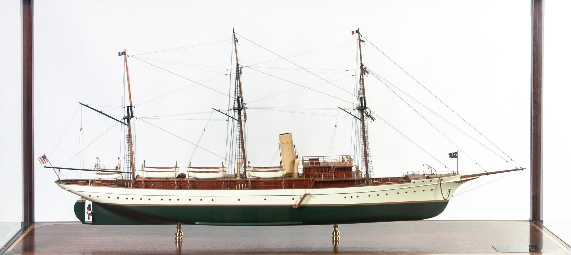 A Model of the Steam Yacht Aphrodite, Width overall 64 1/2 inches.