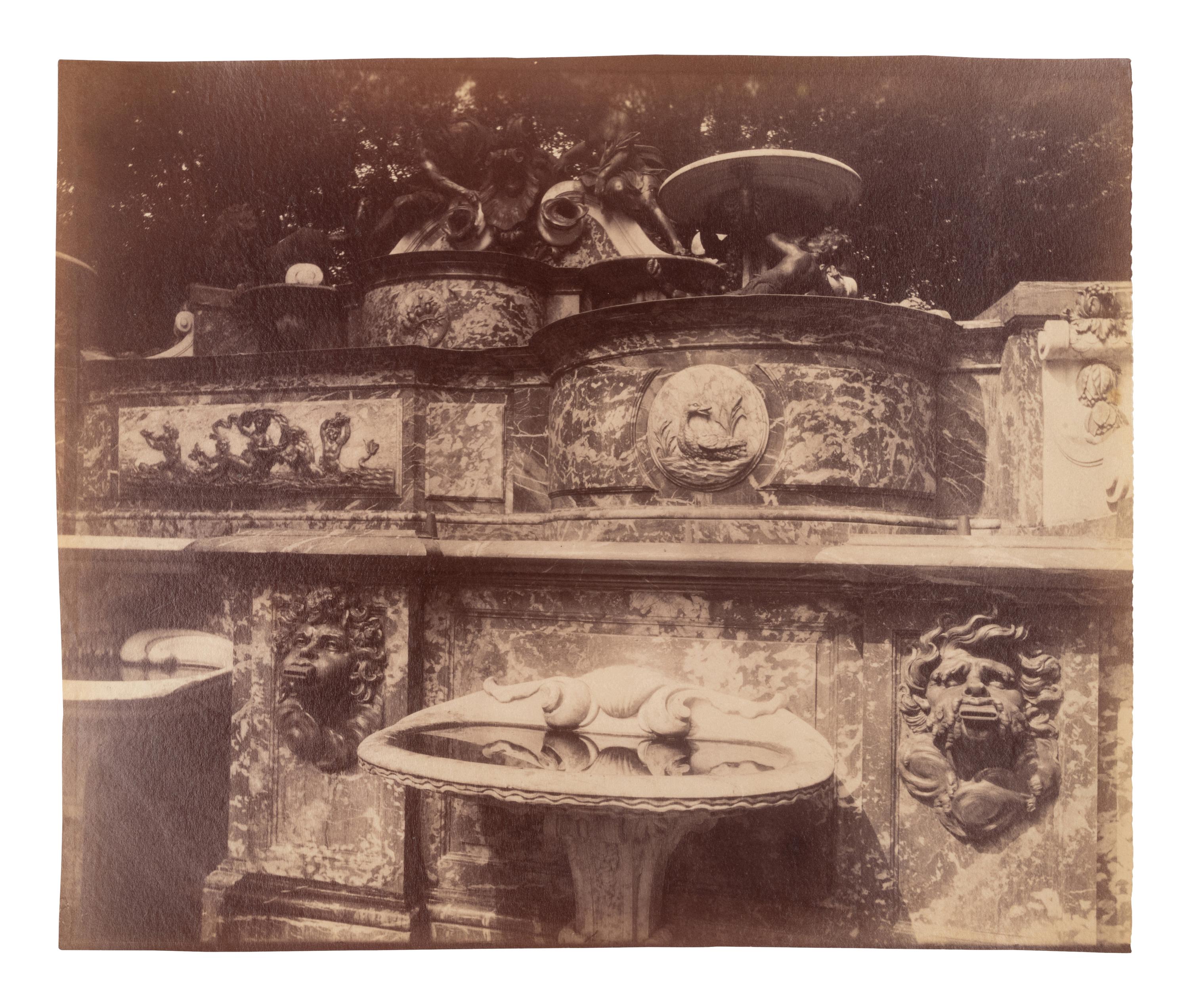 A group of five photographs depicting the grounds of Versailles ( Cours d'Honneur, Versailles , 1901; La Vénus accroupie, par Coysevox (Versailles) , 1902; Versailles - Bassin de Neptune, 1902; Versailles - l'Orangerie, 1903; Grand Trianon - le Buffet , 1906)
