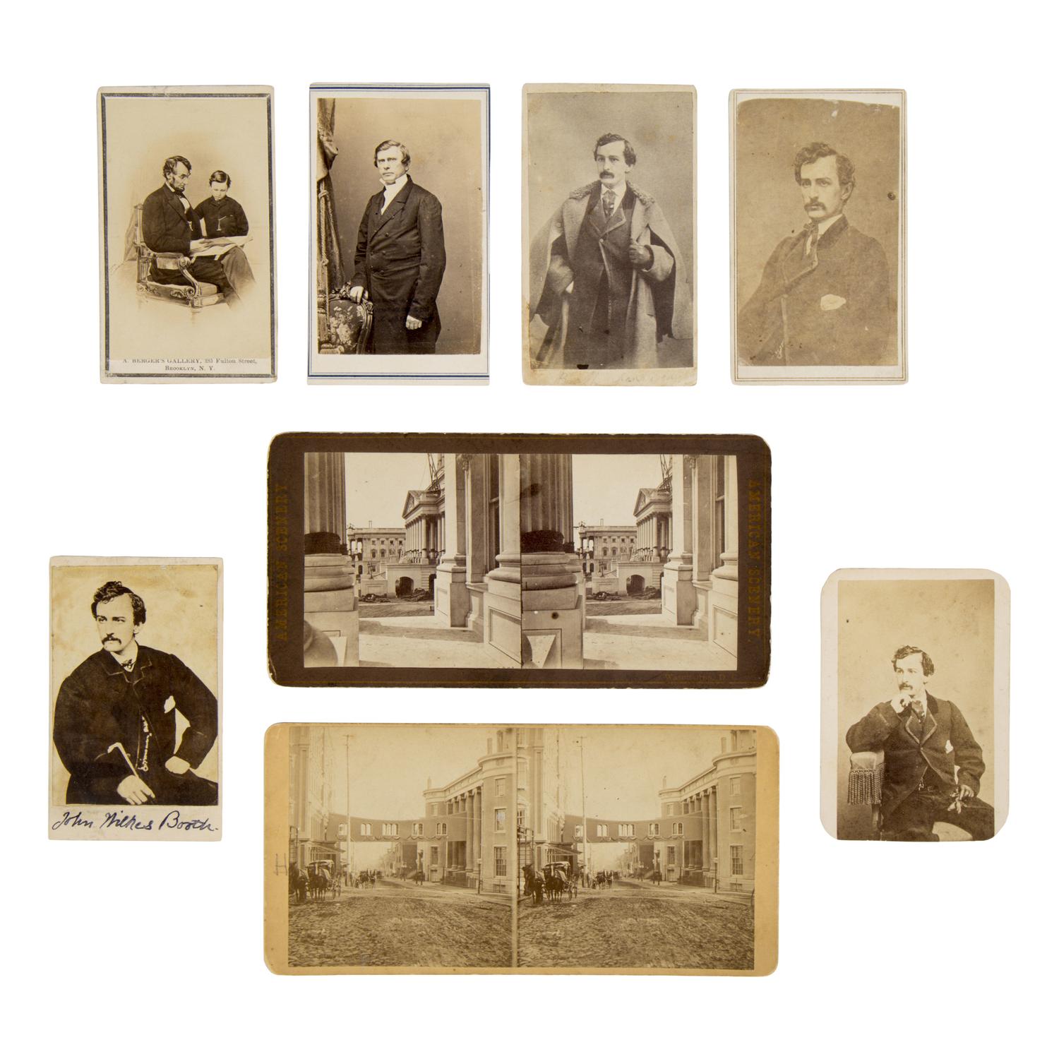 [Lincoln, Abraham]. A group of 19 photographs and imprints related to Lincoln, his assassination, and funeral.
