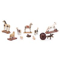 Eight Miniature Painted Papier-Mâché Animal Figures