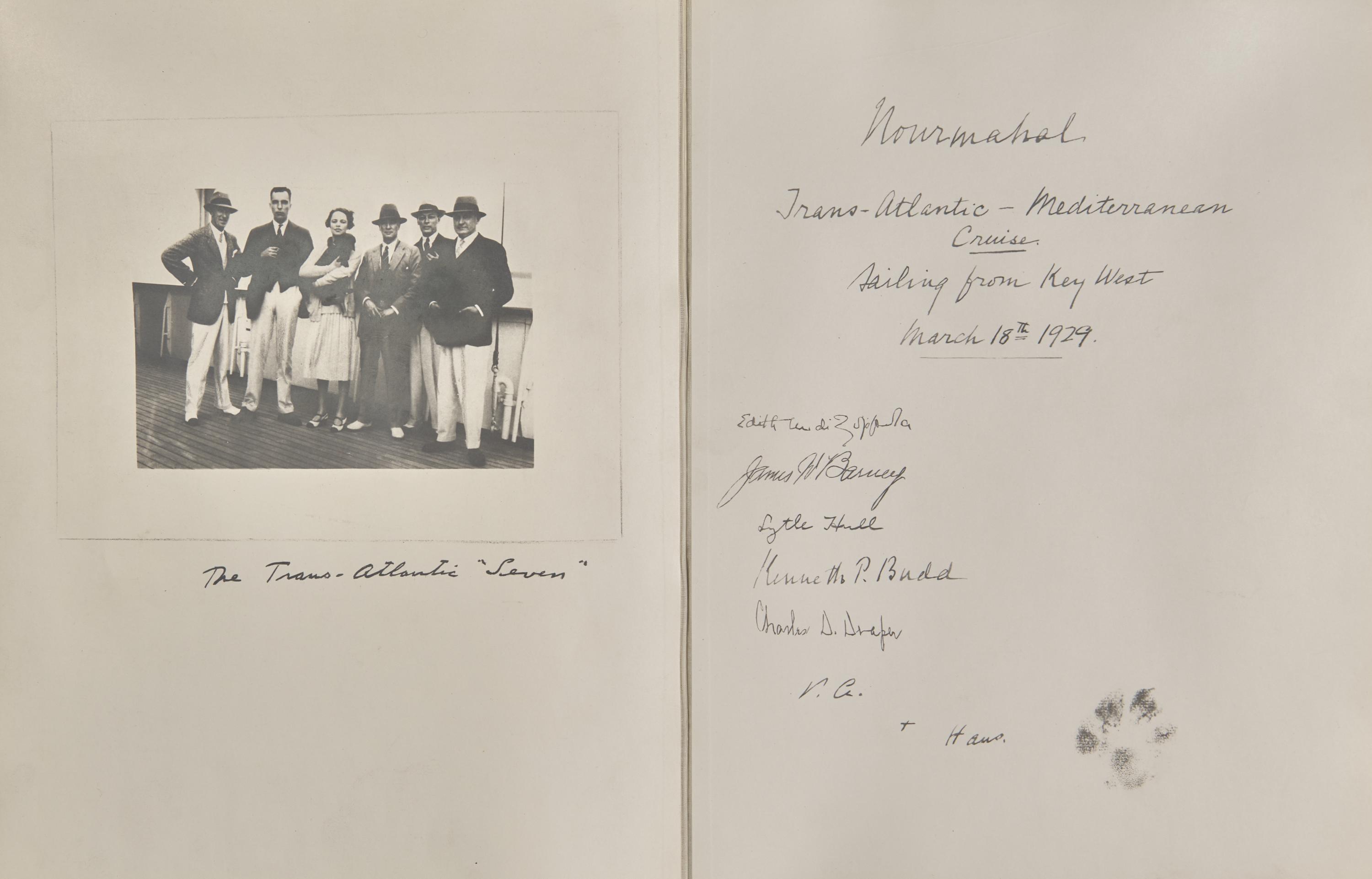 [Americana] [Astor, William Vincent] Nourmahal Trans-Atlantic-Mediterranean Cruise. Sailing from Key West March 18th 1929