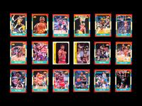 A Group of 71 1986 Fleer Basketball Cards and Stickers (Including Julius Erving, Patrick Ewing, Magic Johnson and Hakeem Olajuwon)