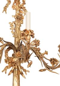 A Pair of Louis XVI Style Gilt Bronze Three-Light Sconces