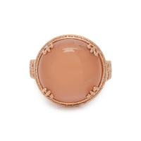 FRENCH, ROSE GOLD, PINK MOONSTONE AND DIAMOND RING