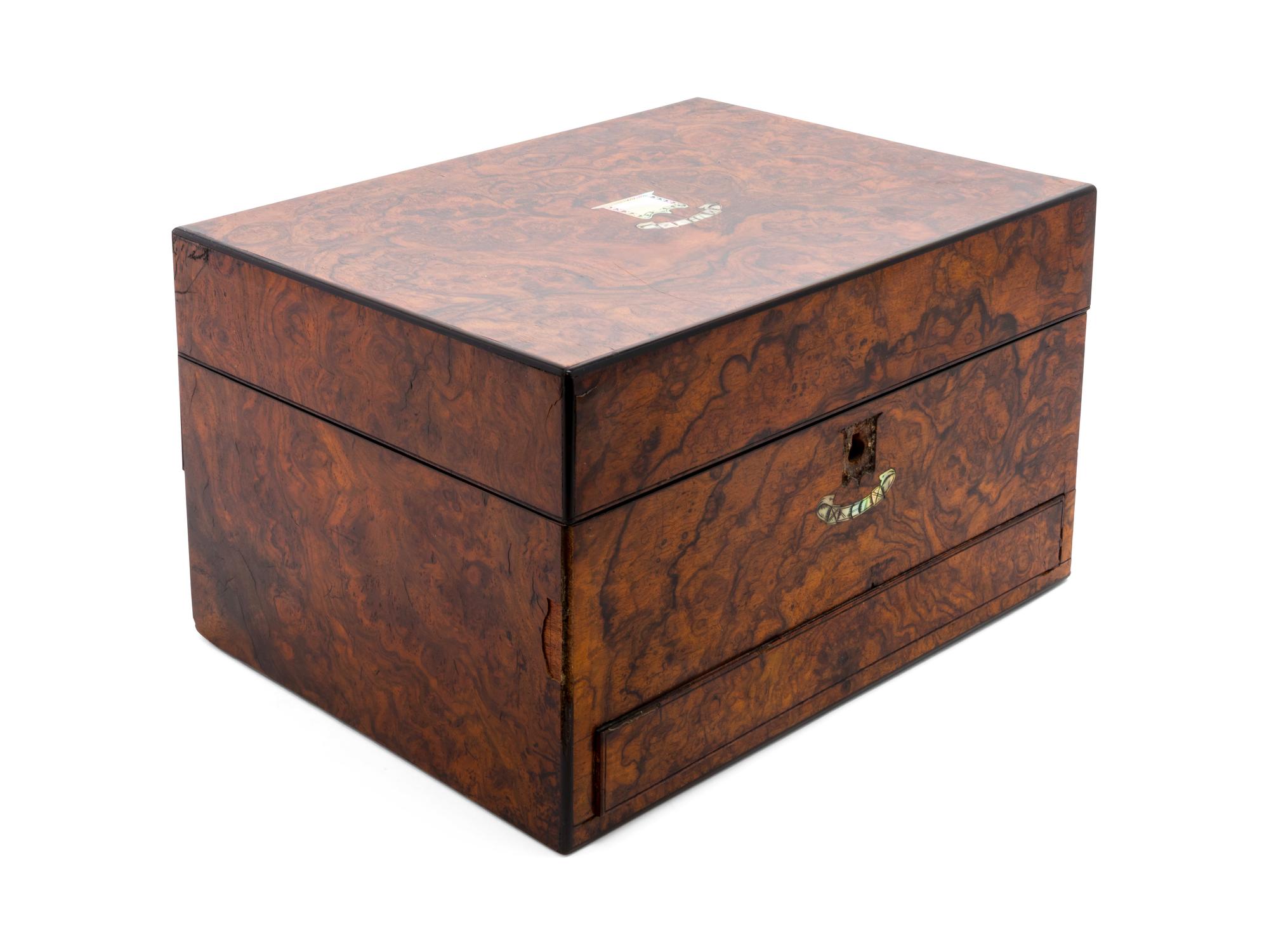 A Victorian Burlwood Dressing Case