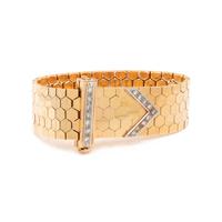 RETRO, YELLOW GOLD AND DIAMOND BUCKLE BRACELET