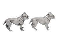 A Pair of Silver Salt and Pepper Shakers in the Form of Bulldogs