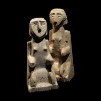 A Pair of South Arabian Limestone Seated Figures