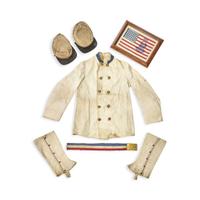 [POLITICS]. Benjamin Harrison presidential campaign uniform and 44-star campaign flag. 1892.