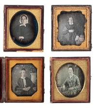 [EARLY PHOTOGRAPHY]. 22 sixth plate daguerreotypes of women posed with books and cased images.