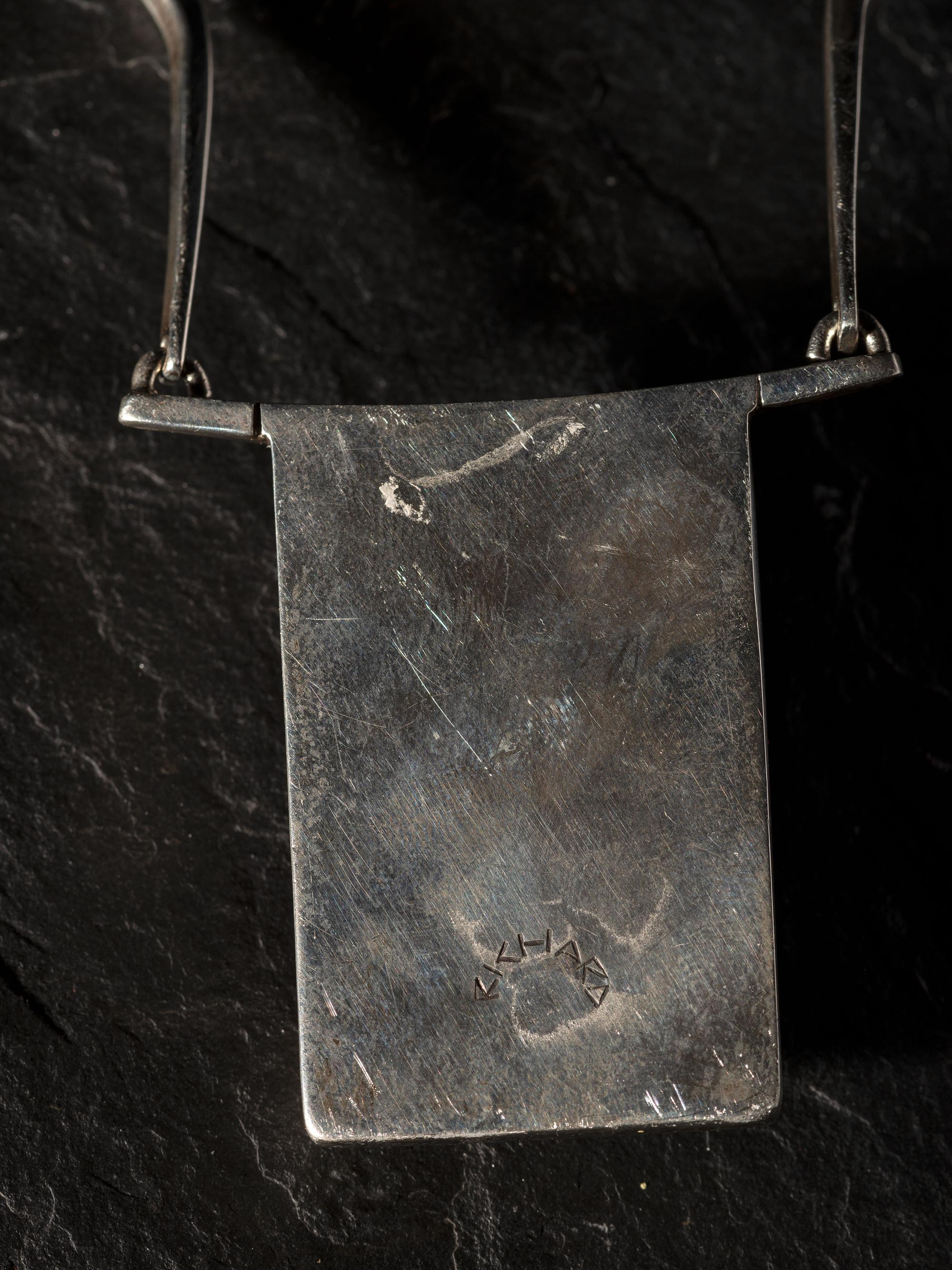 Silver Necklace and Ring, with Inlay