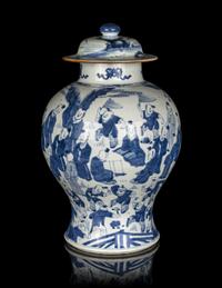 A Chinese Blue and White Porcelain Covered Jar, Jiangjunguan
