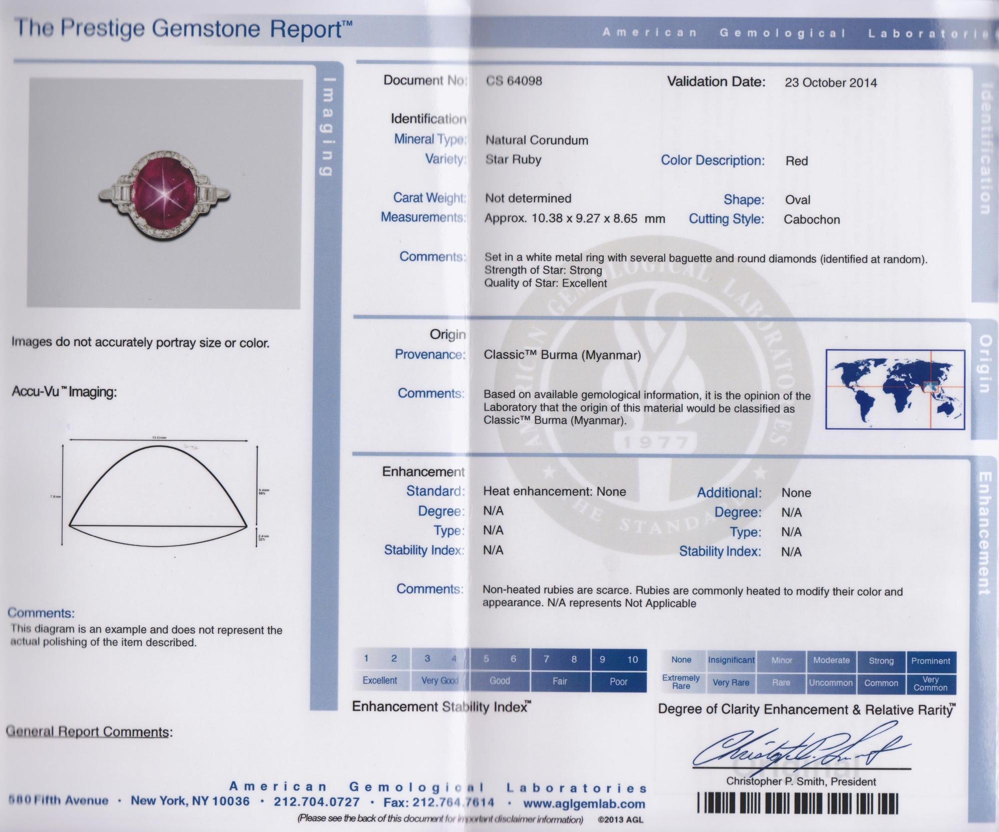A Fine Platinum, Star Ruby and Diamond Ring, 2.90 dwts.