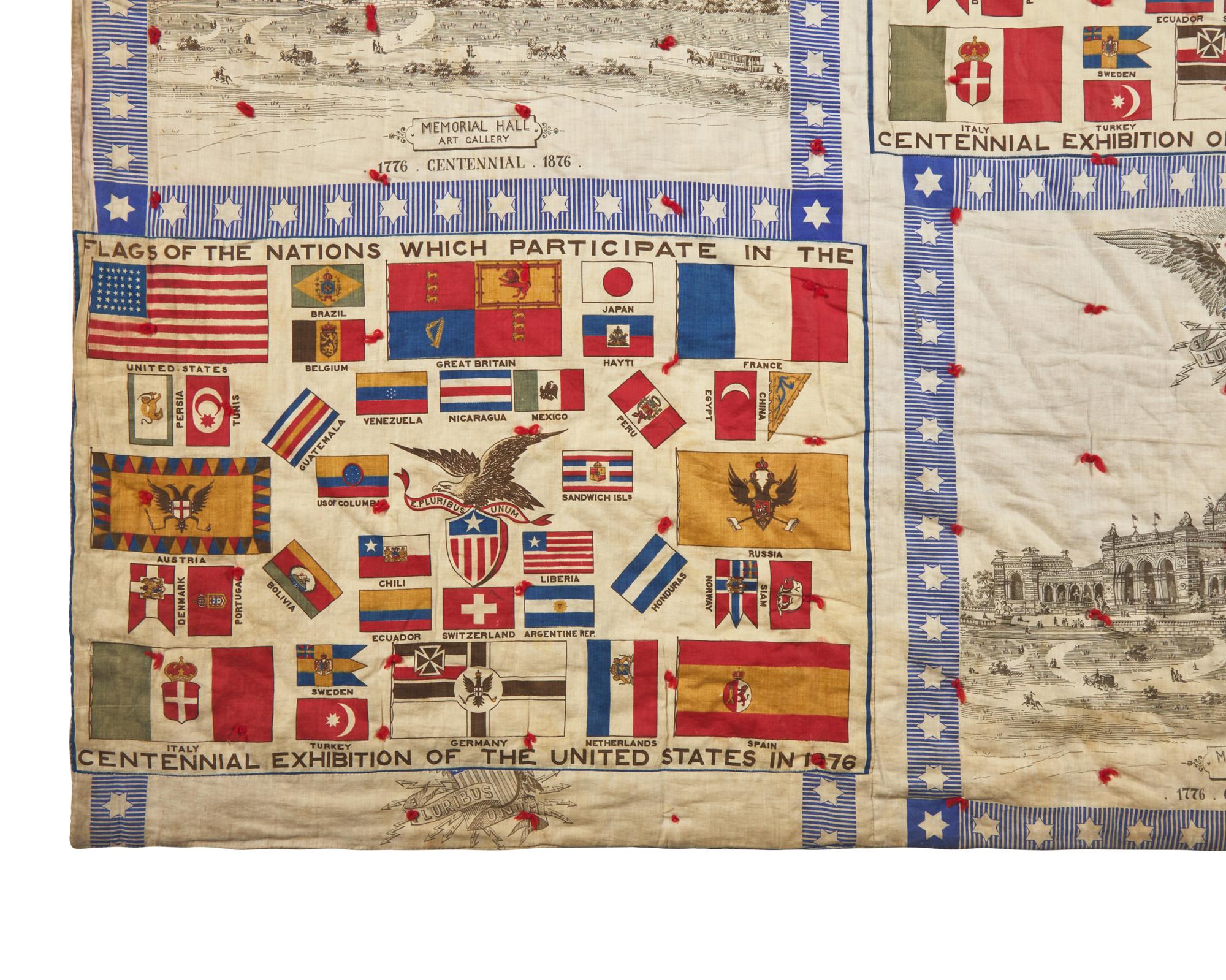 A Philadelphia Centennial Exposition Tied Coverlet