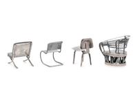 A Set of Three Silver Miniature Modernist Chairs