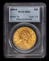A United States 1894-S Liberty Head $20 Gold Coin