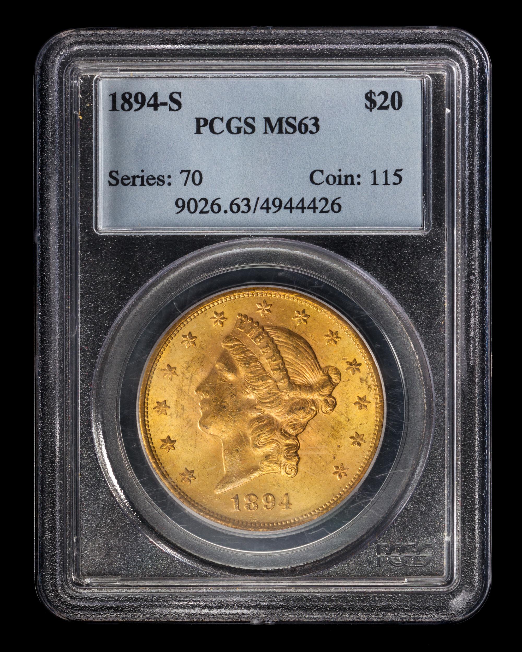A United States 1894-S Liberty Head $20 Gold Coin