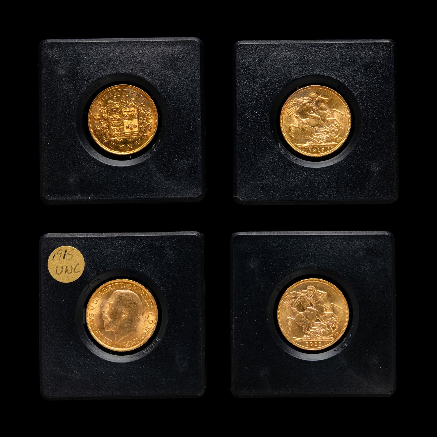 [GREAT BRITAIN AND CANADA] A Group of Four George V Gold Coins