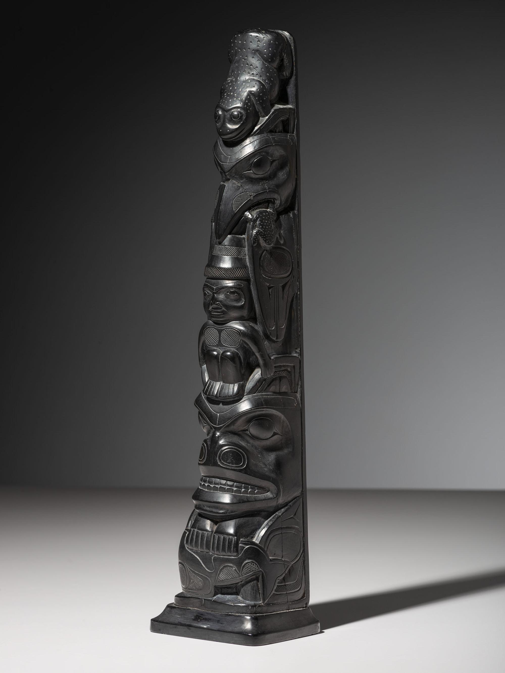 Haida Carved Argillite Model Totem Pole