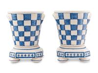 A Pair of Viuva Lamego Glazed Earthenware Jardinieres