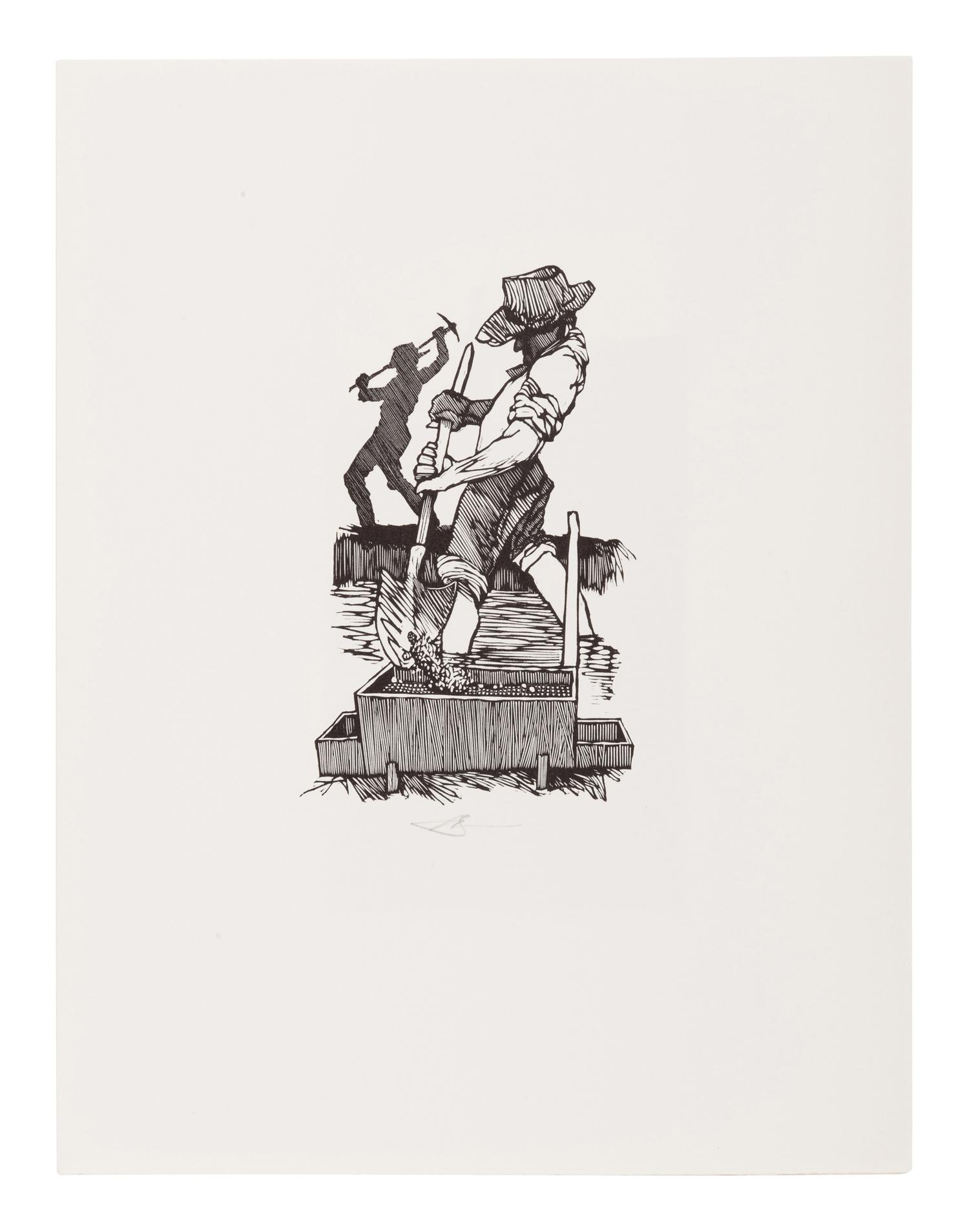 [ARUNDEL PRESS]. MOSER, Barry (b.1940). Gold Rush . Los Angeles: Arundel Press, 1985.