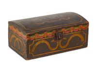 A Classical Polychrome Painted Pine Dome-Top Blanket Chest