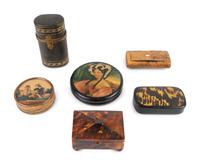 A Collection of Six Patch and Snuff Boxes and an Etui — 19TH CENTURY