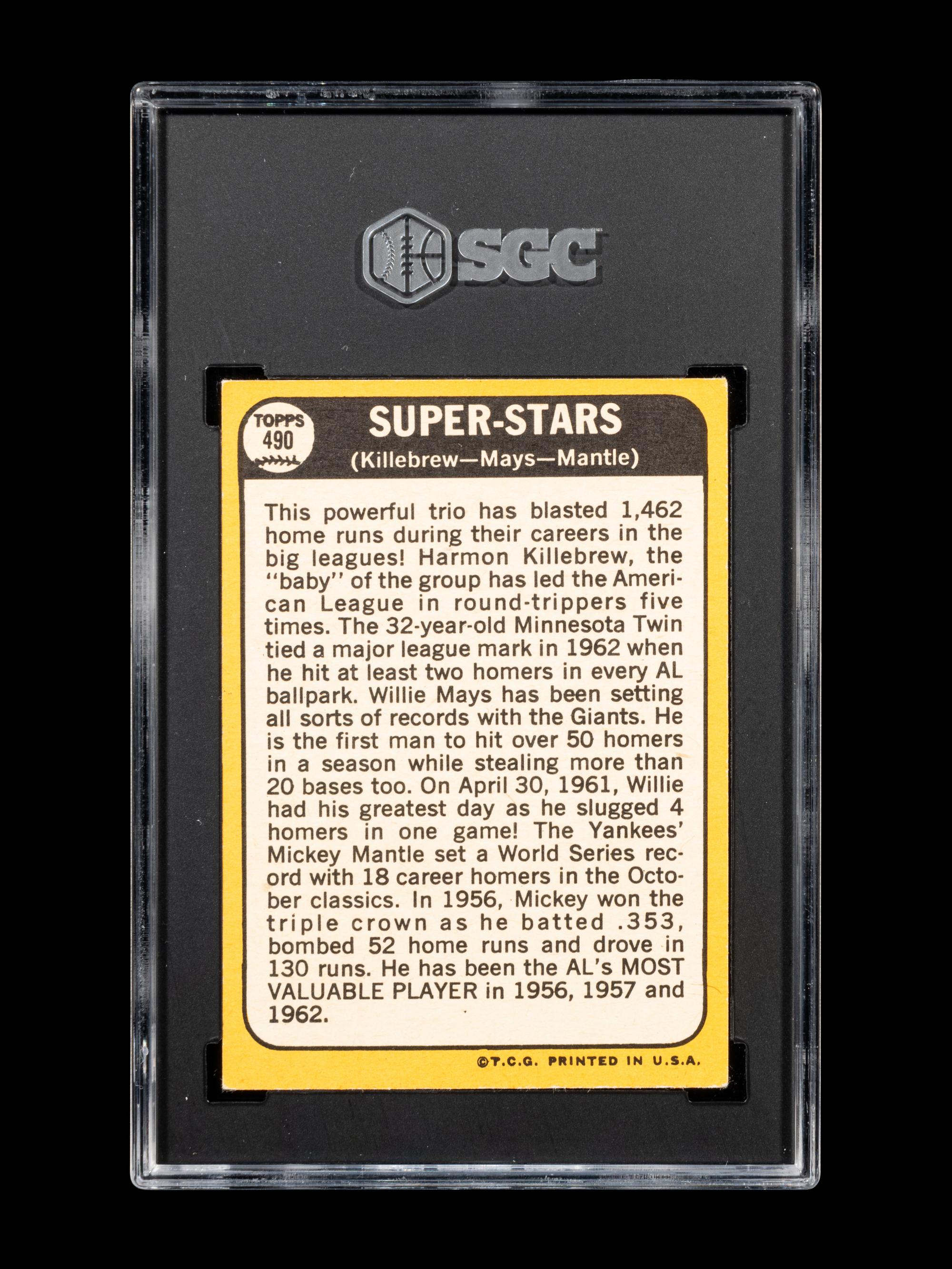 A 1968 Topps Super Stars Baseball Card No. 490 (SGC 4 VG/EX)